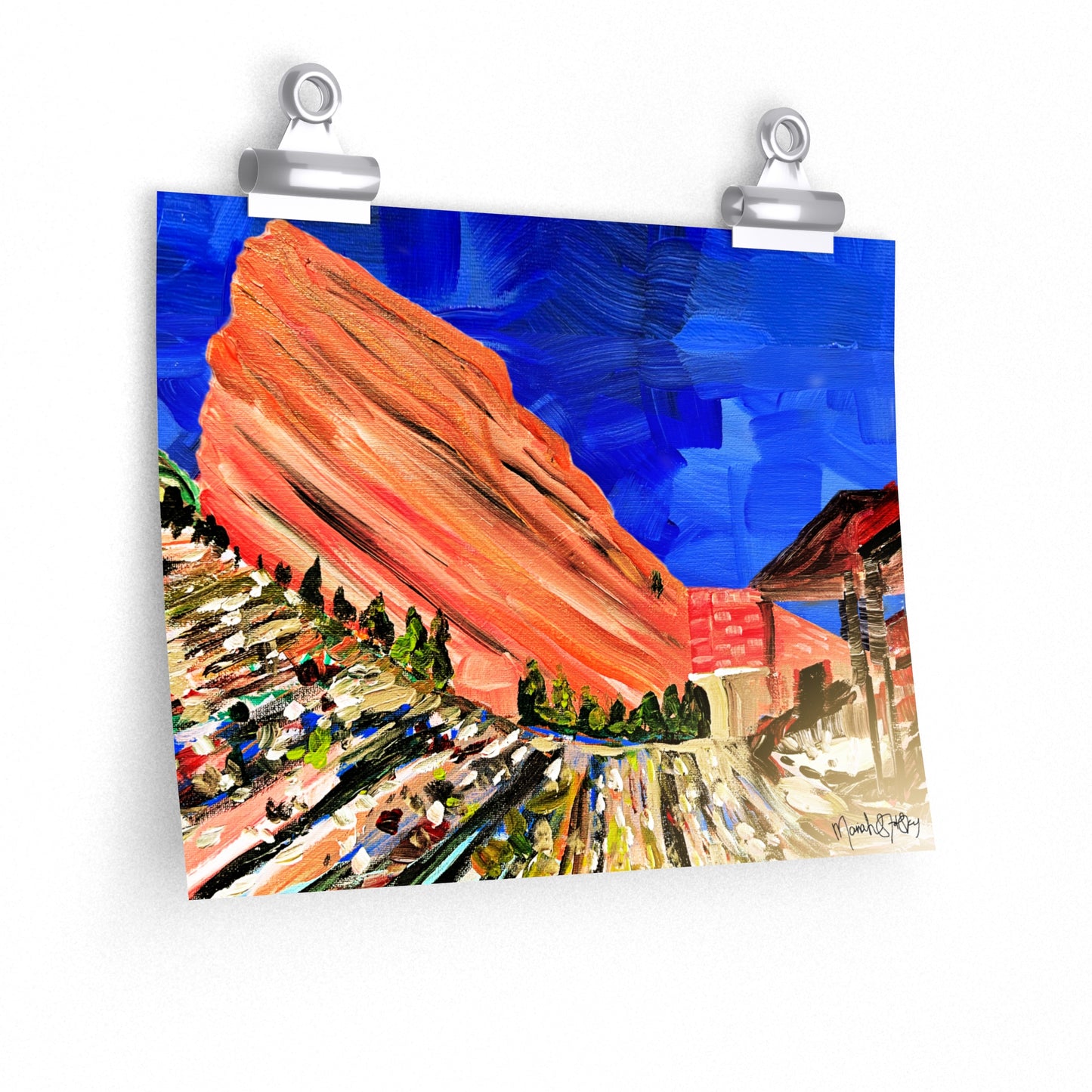 Red Rocks At Night In Blue