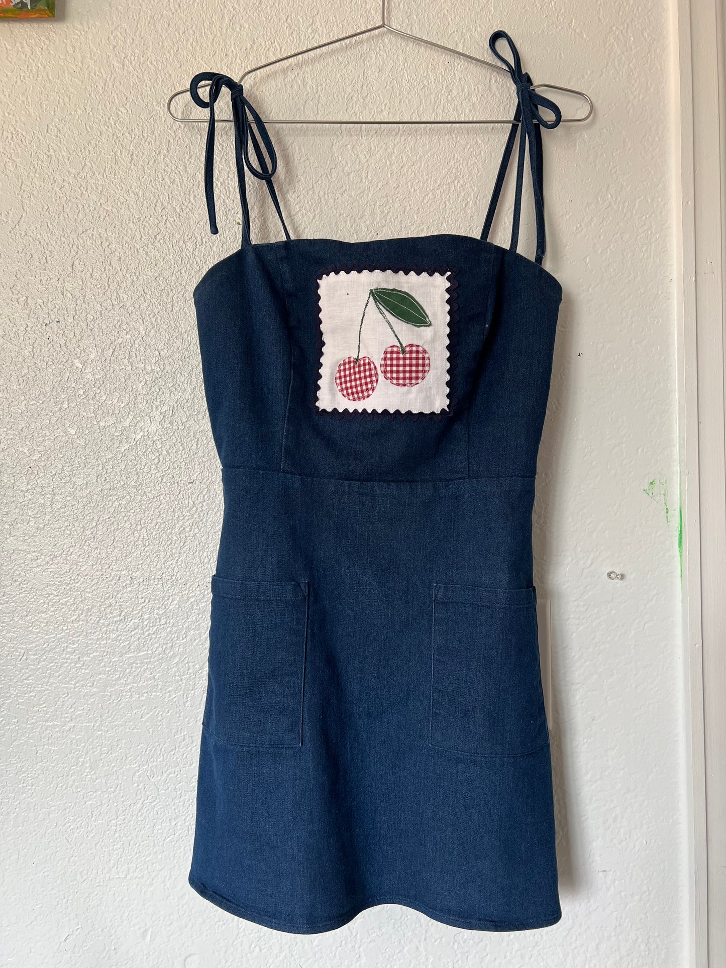 Raggedy Anne cherry denim dress