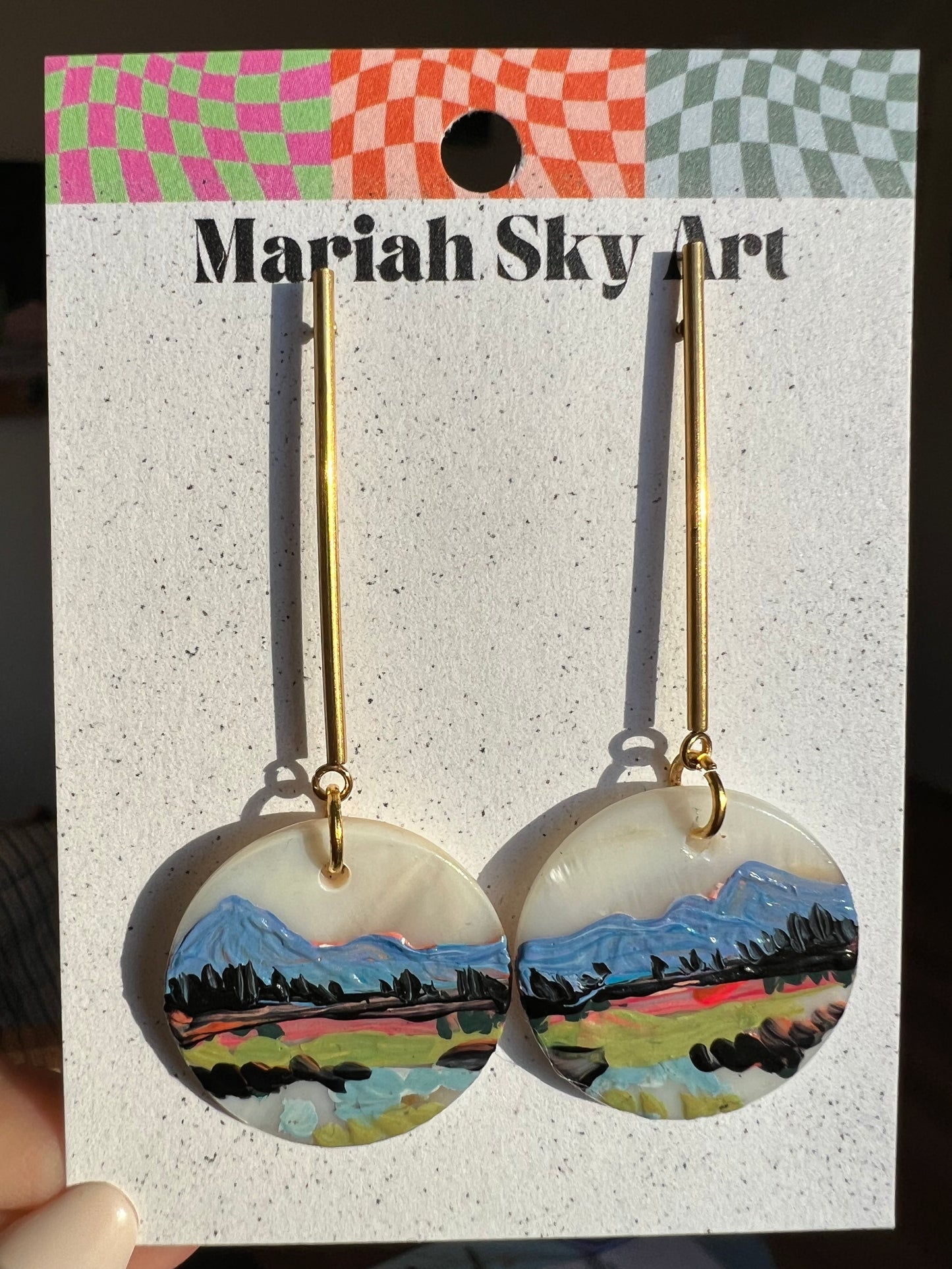 25mm abalone painted earrings #5