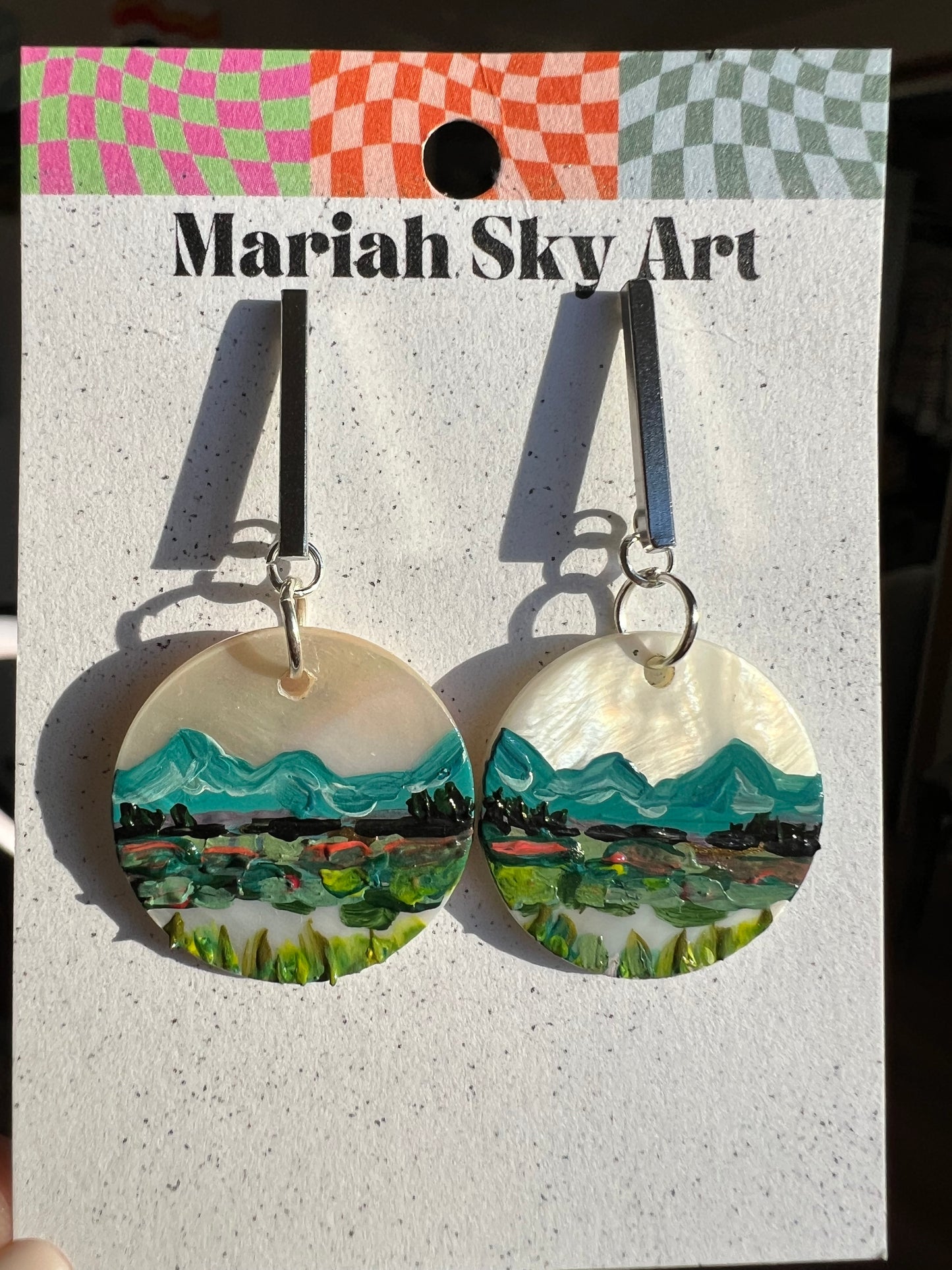 25mm abalone painted earrings