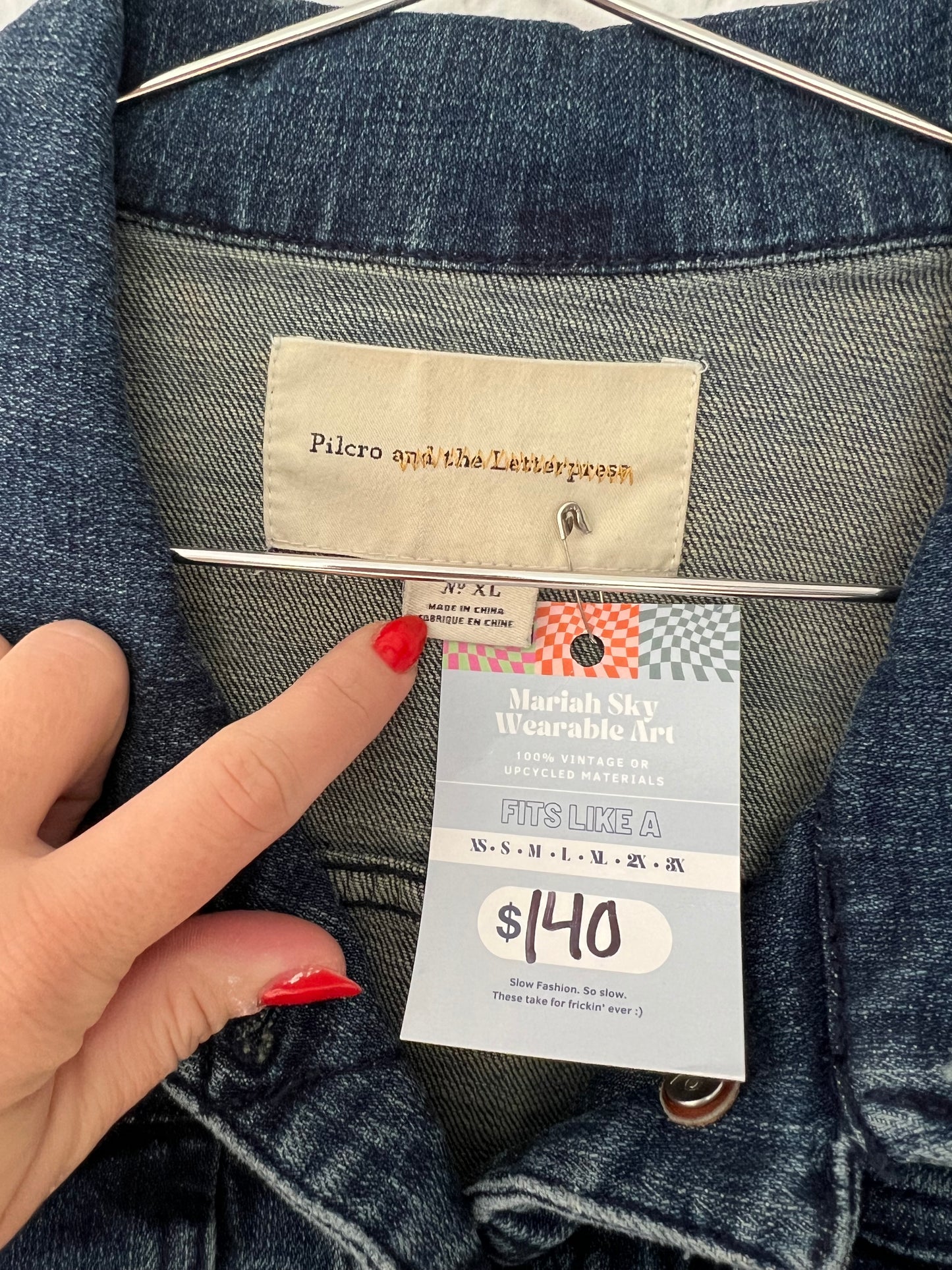 Anthropologie denim jacket with mushrooms!