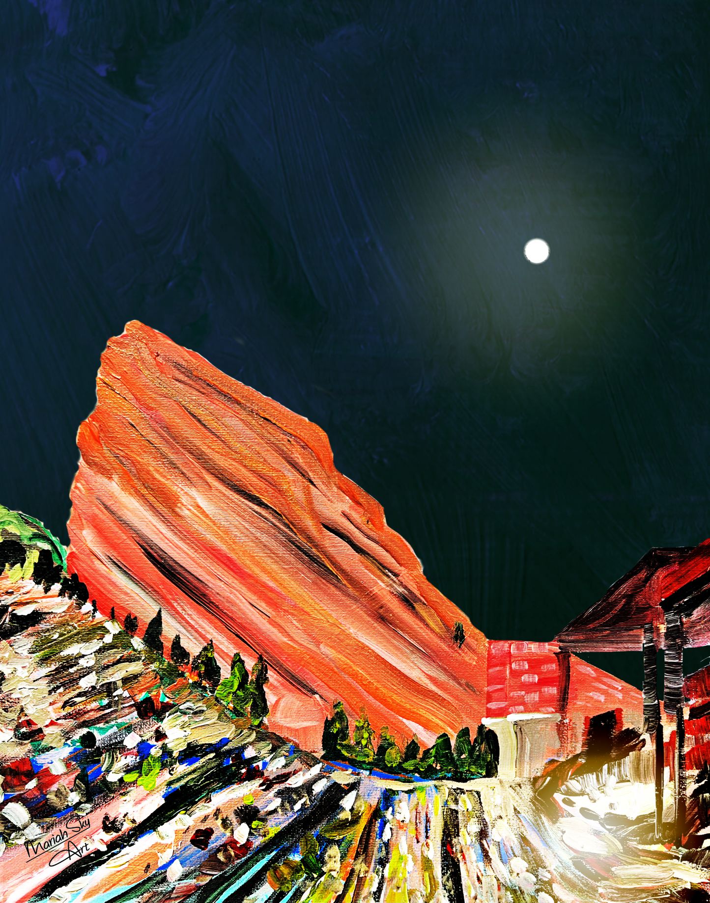 Red Rocks at Night Print