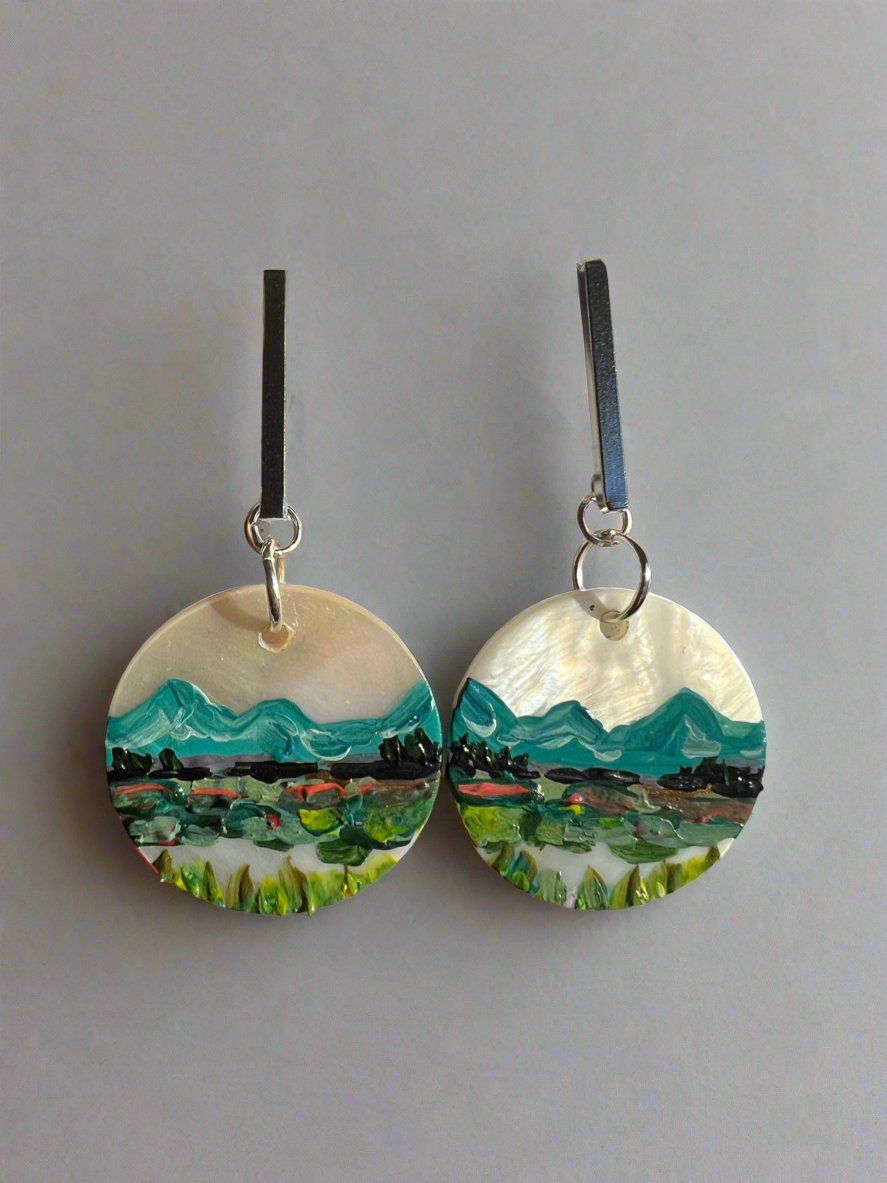25mm abalone painted earrings