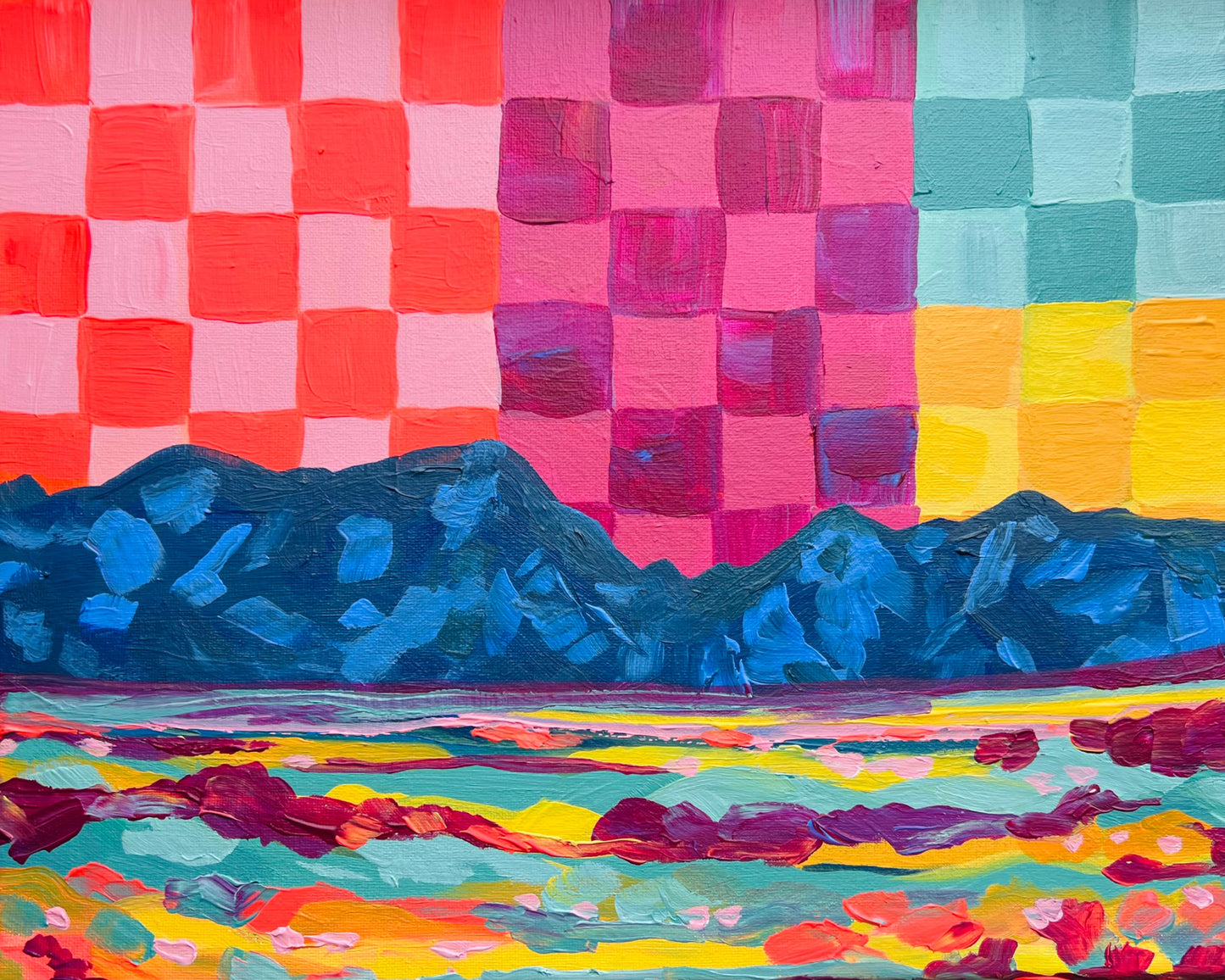 multicolored- Checkers over Boulder- Print