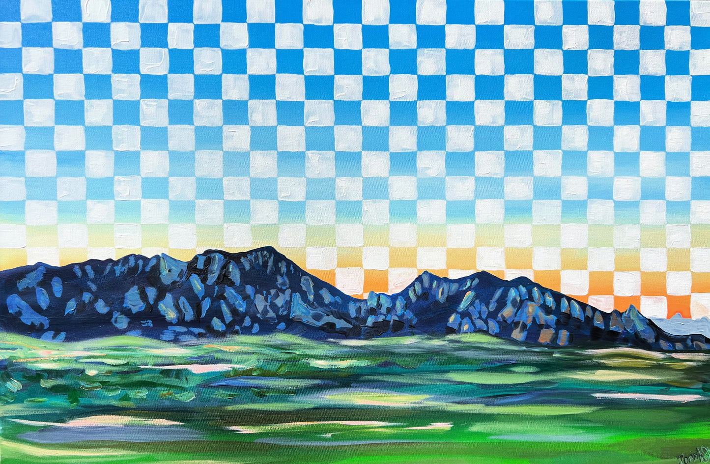 Sunrise- Checkers over Boulder- Print