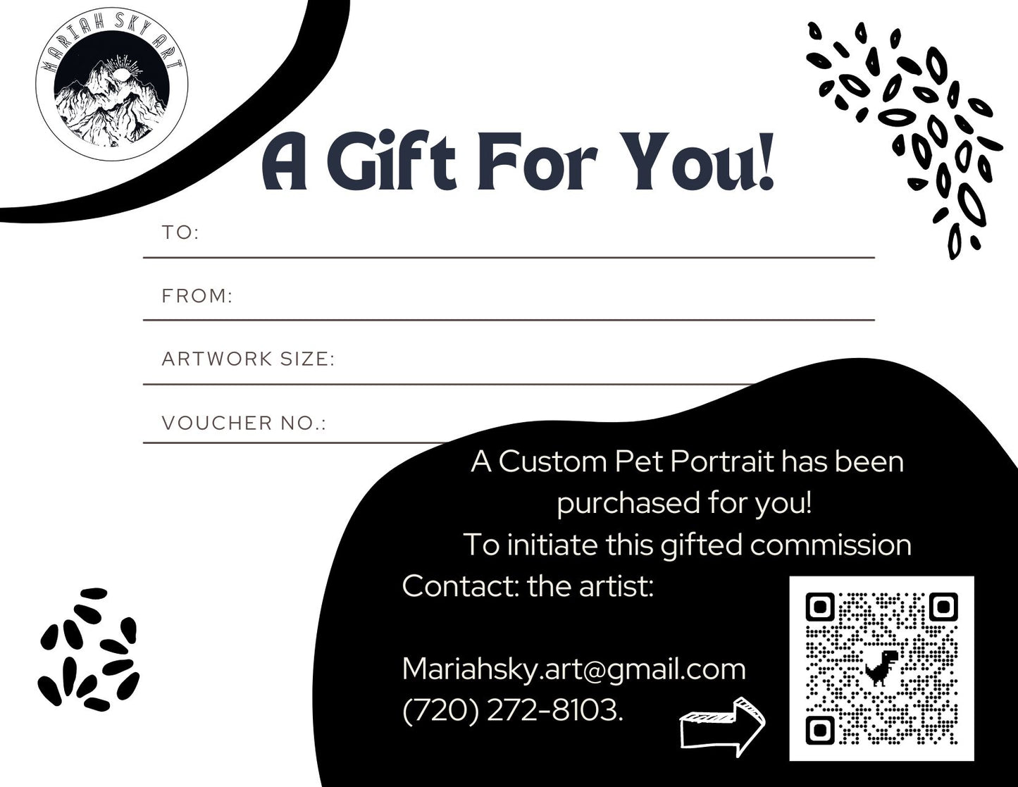 Custom Pet Portrait Gift Card