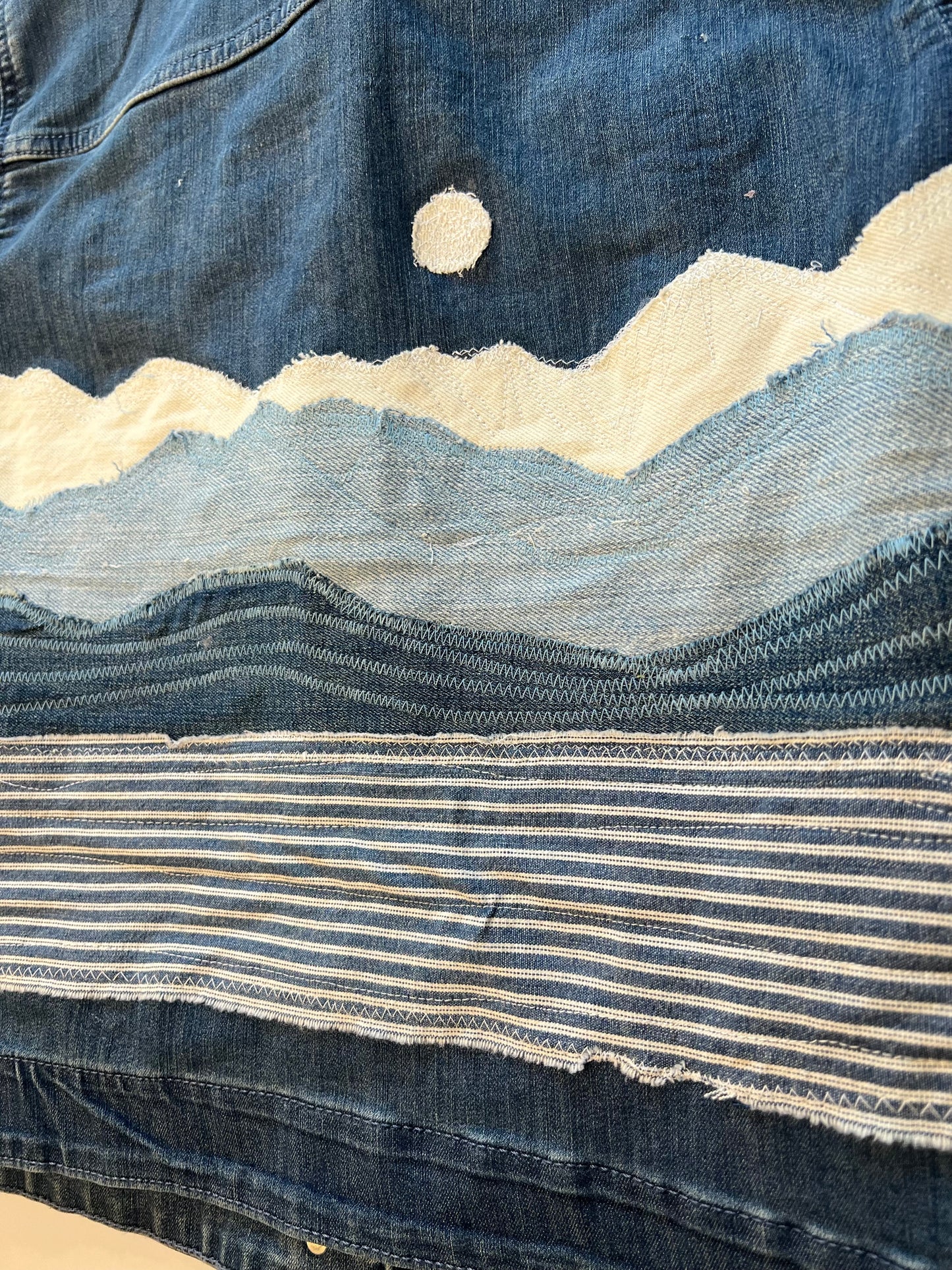 All denim patch on stretchy denim jacket