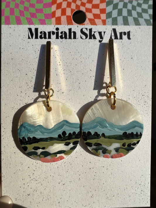 25mm abalone painted earrings #4