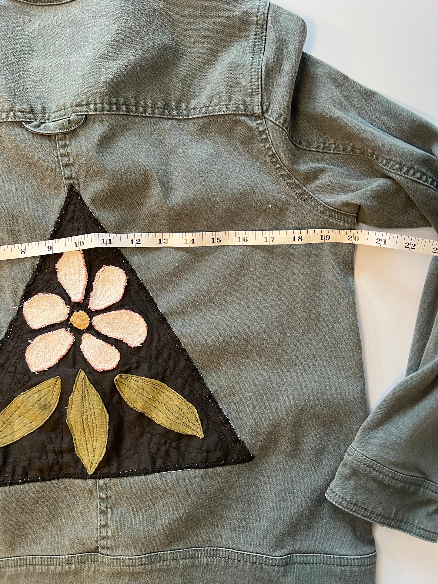 Greenish/blue floral patch jacket