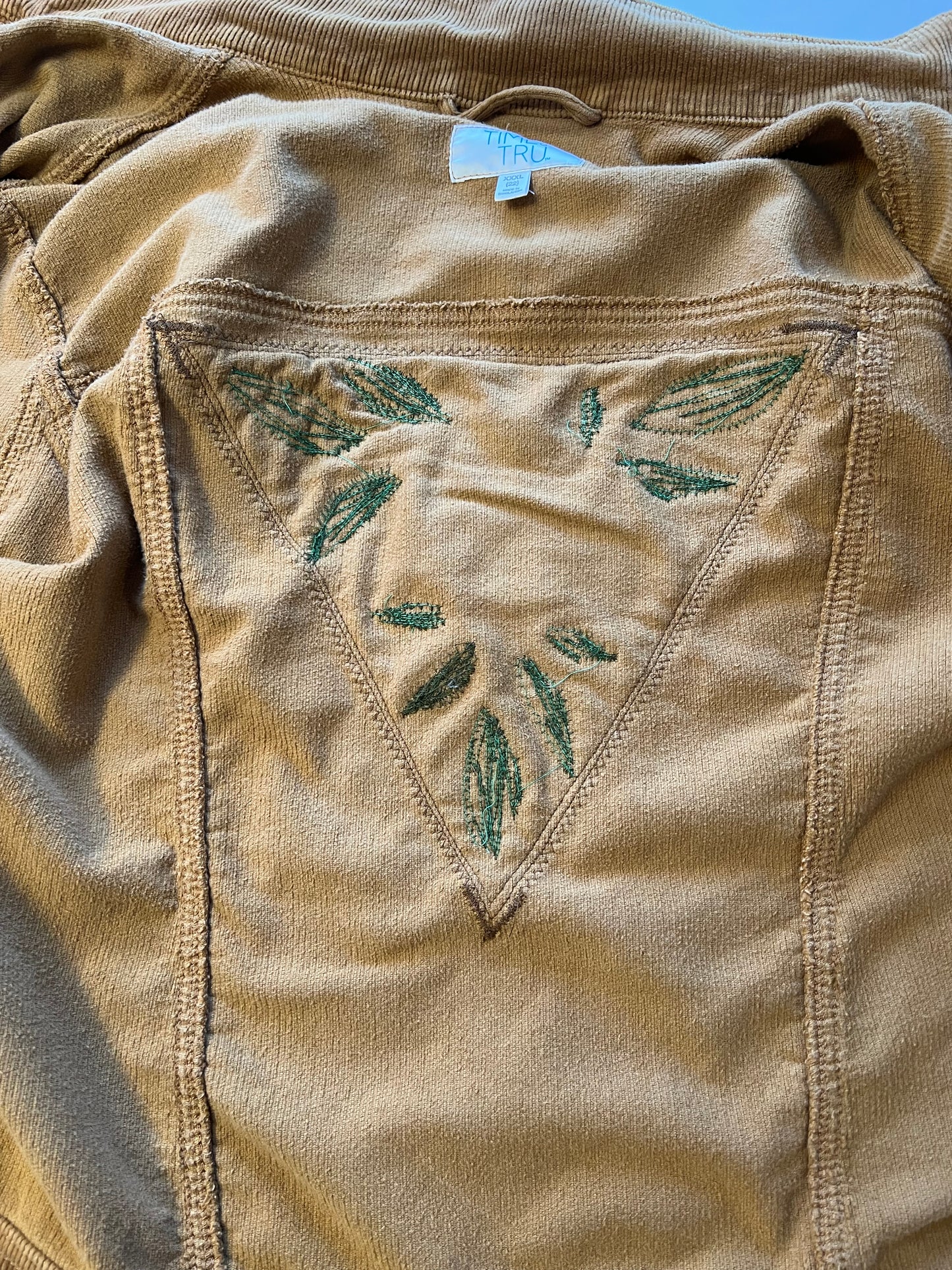 Brown Corduroy jacket with floral embroidered patch