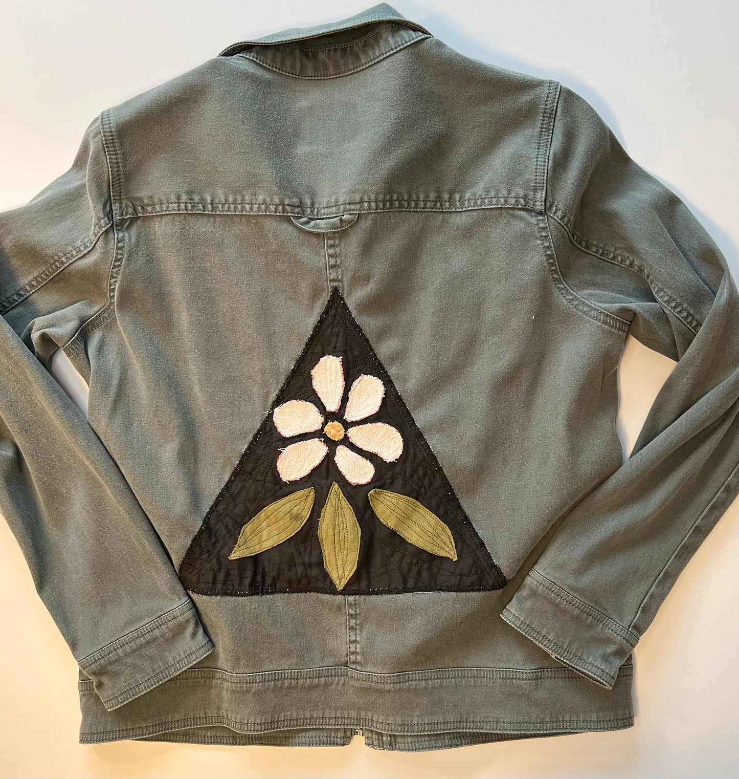 Greenish/blue floral patch jacket