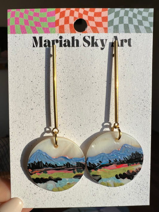 25mm abalone painted earrings #5