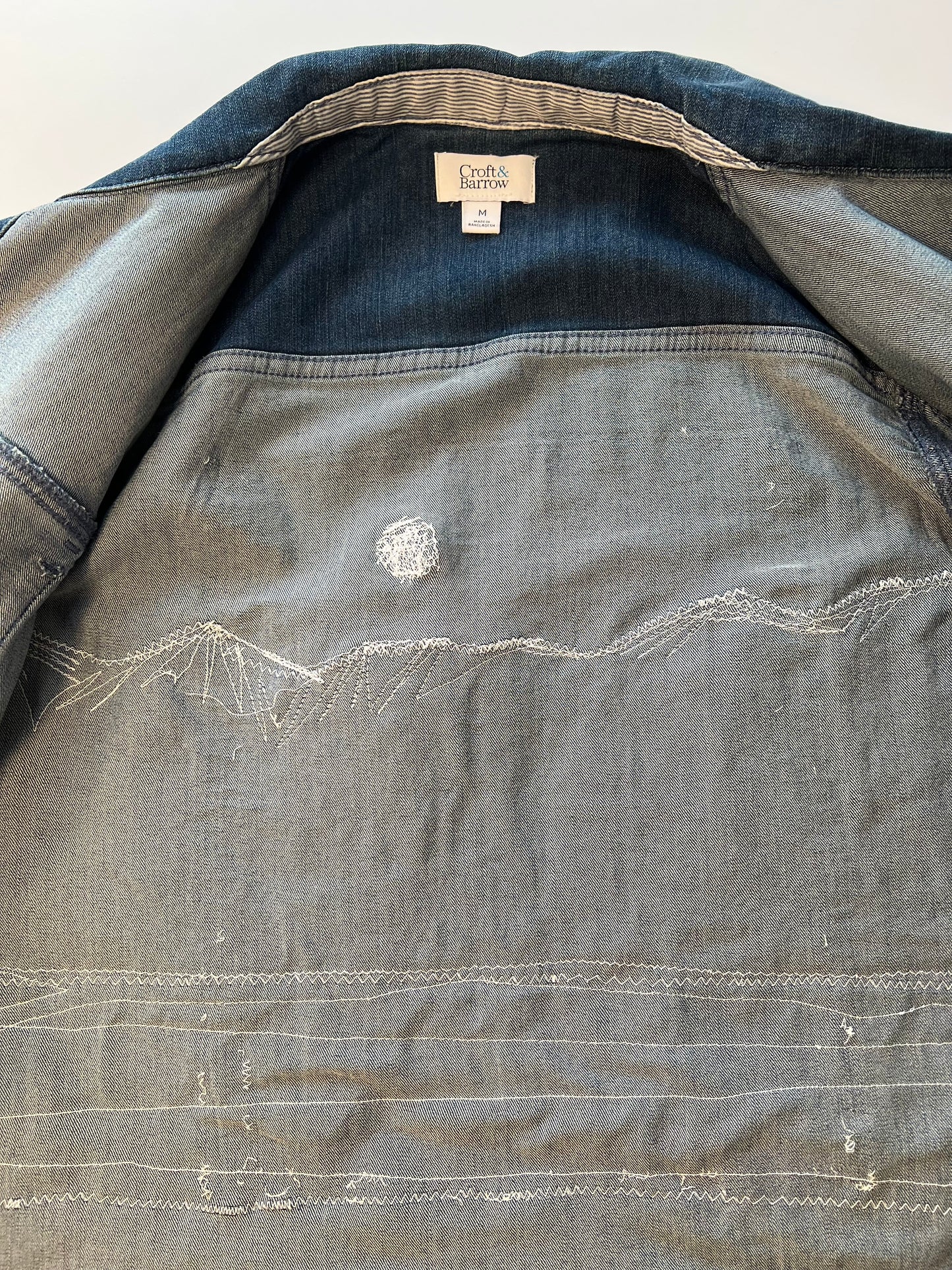 All denim patch on stretchy denim jacket