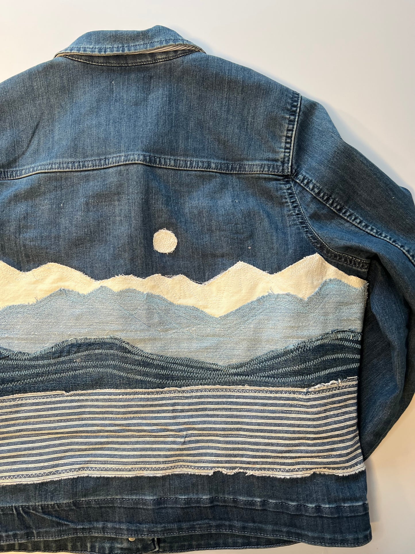 All denim patch on stretchy denim jacket