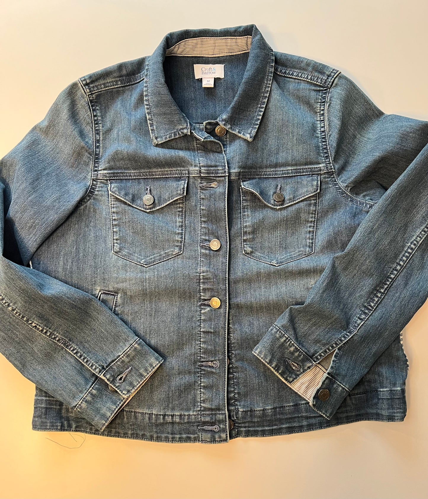All denim patch on stretchy denim jacket
