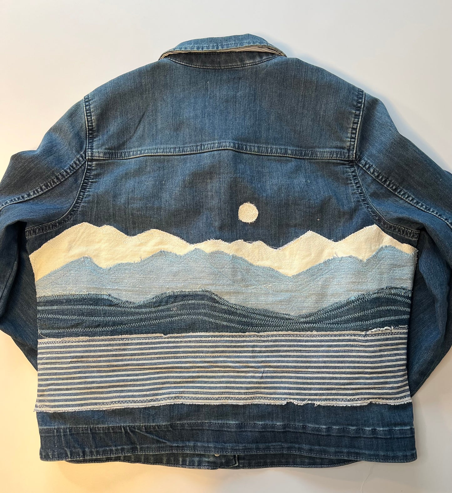 All denim patch on stretchy denim jacket