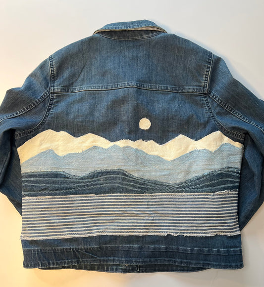 All denim patch on stretchy denim jacket