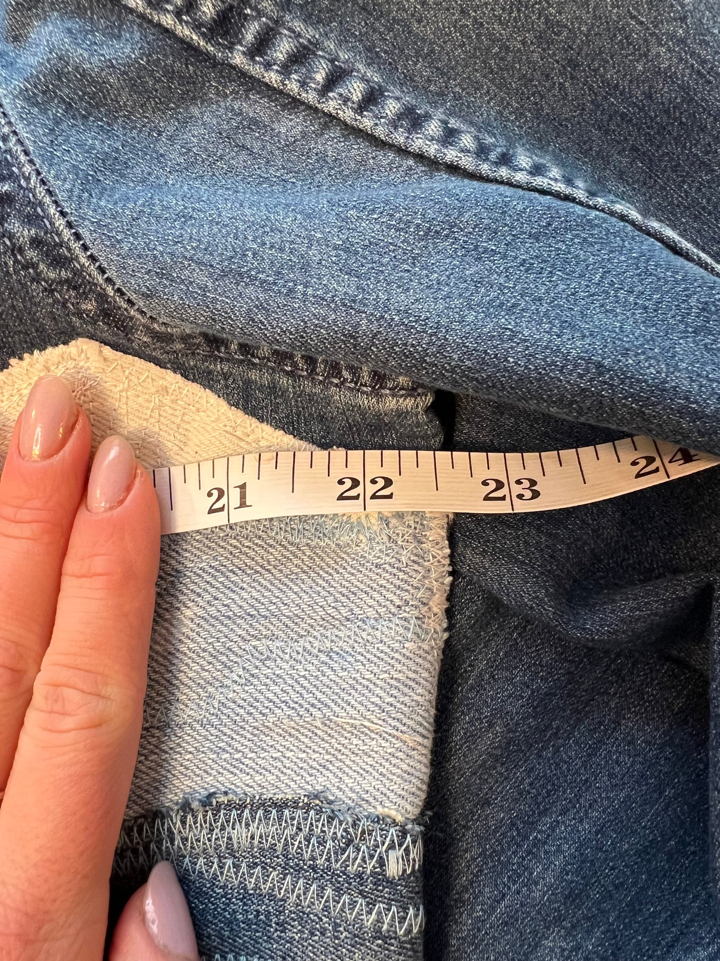 All denim patch on stretchy denim jacket