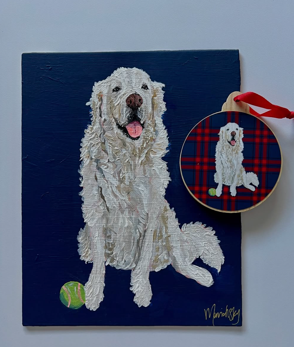 Pet Portraits with Matching Ornament Print