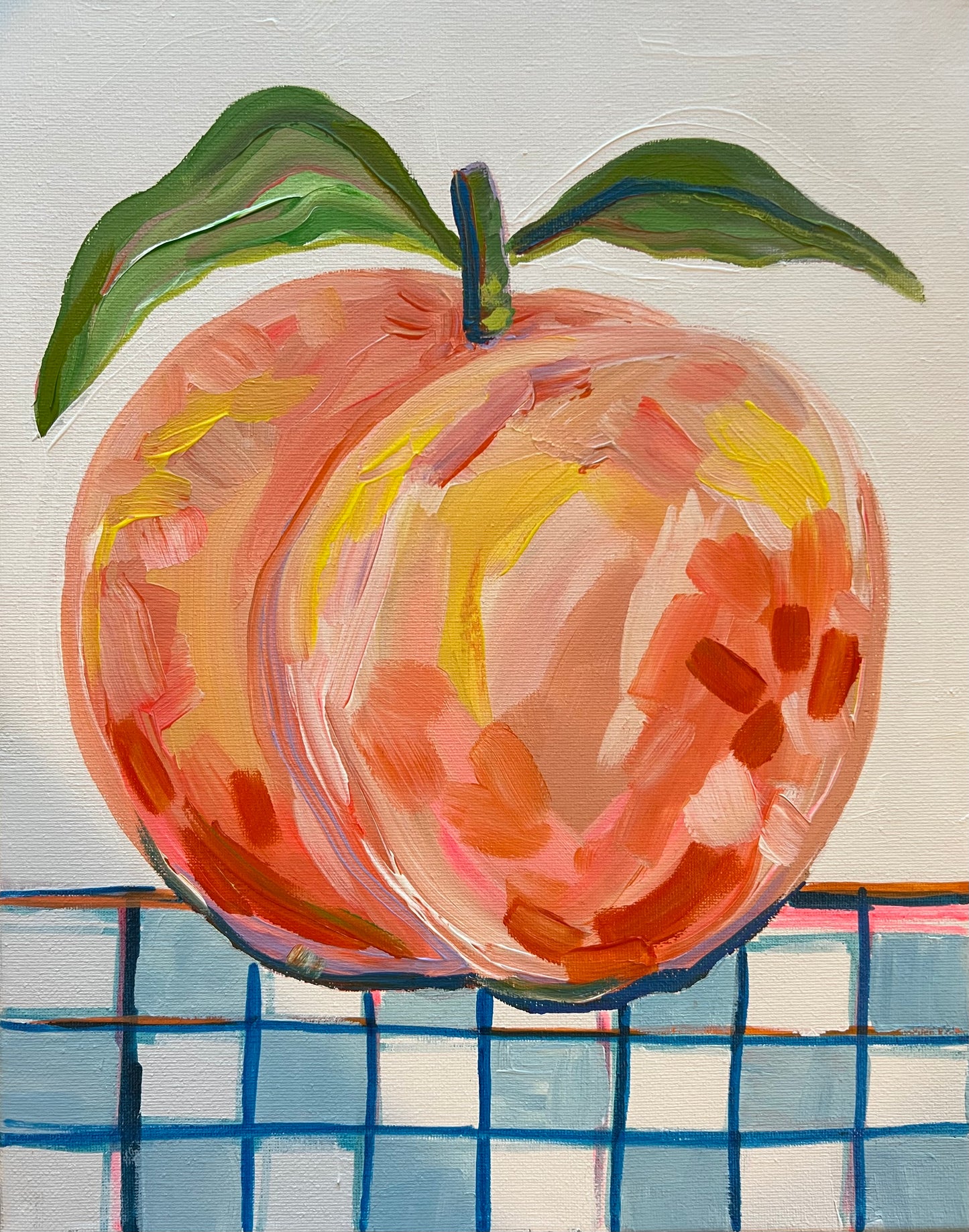 “Peach & checkers” 2023 Checkerboard fruit series